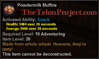 In-game tooltip for Powdermilk Muffins