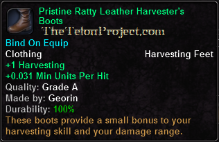 In-game tooltip for Pristine Ratty Leather Harvester's Boots