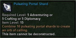 In-game tooltip for Pulsating Portal Shard