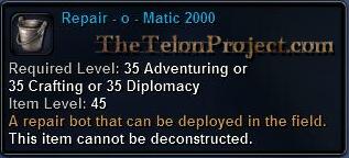 In-game tooltip for Repair - O - Matic 2000
