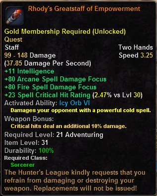In-game tooltip for Rhody's Greatstaff Of Empowerment