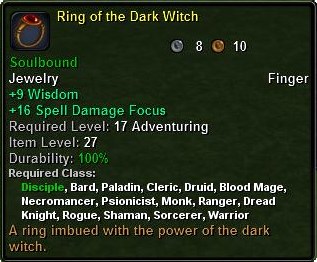 In-game tooltip for Ring Of The Dark Witch