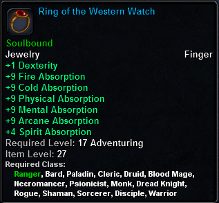 In-game tooltip for Ring Of The Western Watch