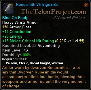 In-game tooltip for Runesmith Wristguards