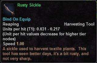 In-game tooltip for Rusty Sickle