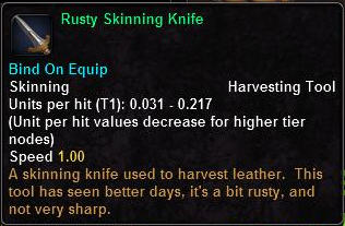 In-game tooltip for Rusty Skinning Knife