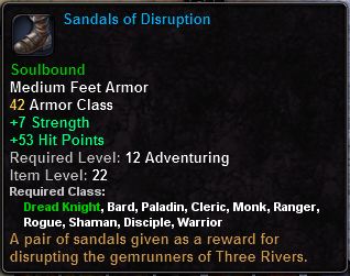 In-game tooltip for Sandals Of Disruption