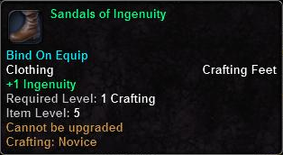 In-game tooltip for Sandals Of Ingenuity