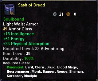 In-game tooltip for Sash Of Dread