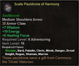 In-game tooltip for Scale Pauldrons Of Harmony