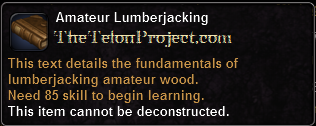In-game tooltip for Amateur Lumberjacking