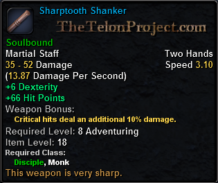 In-game tooltip for Sharptooth Shanker