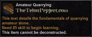 In-game tooltip for Amateur Quarrying