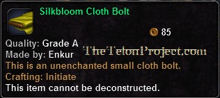 In-game tooltip for Silkbloom Cloth Bolt