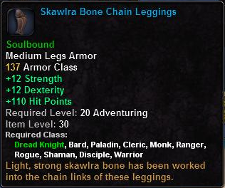 In-game tooltip for Skawlra Bone Chain Leggings