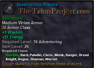 In-game tooltip for Skawlra Hide Bracers