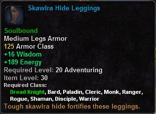 In-game tooltip for Skawlra Hide Leggings