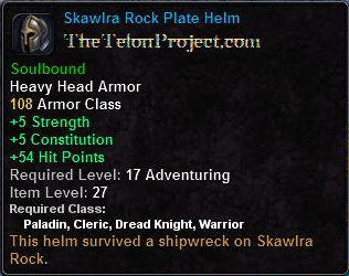 In-game tooltip for Skawlra Rock Plate Helm