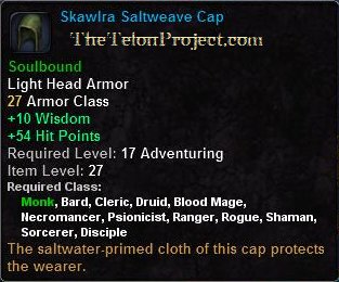 In-game tooltip for Skawlra Saltweave Cap