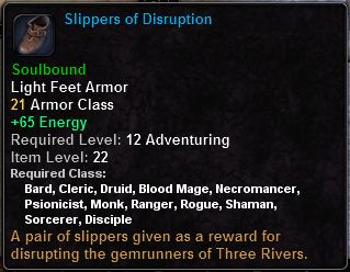 In-game tooltip for Slippers Of Disruption