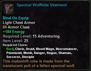 In-game tooltip for Spectral Wolfhide Vestment