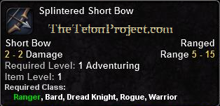 In-game tooltip for Splintered Short Bow