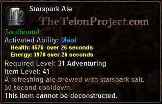 In-game tooltip for Starspark Ale