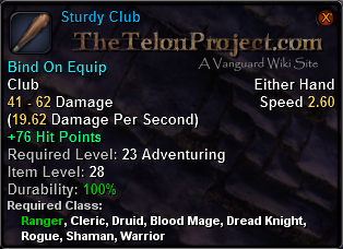 In-game tooltip for Sturdy Club