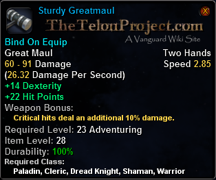 In-game tooltip for Sturdy Greatmaul