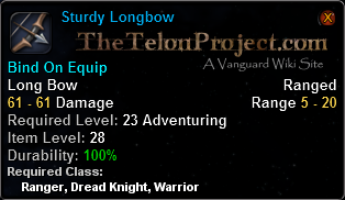 In-game tooltip for Sturdy Longbow