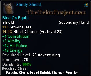In-game tooltip for Sturdy Shield