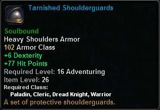 In-game tooltip for Tarnished Shoulderguards