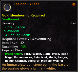 In-game tooltip for Theindall's Tear
