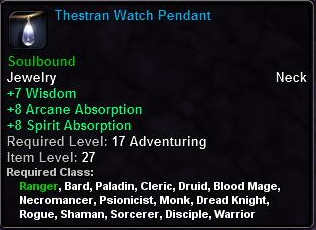 In-game tooltip for Thestran Watch Pendant
