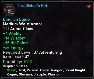 In-game tooltip for Thrallishar's Belt