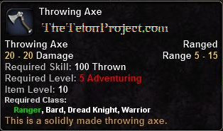 In-game tooltip for Throwing Axe