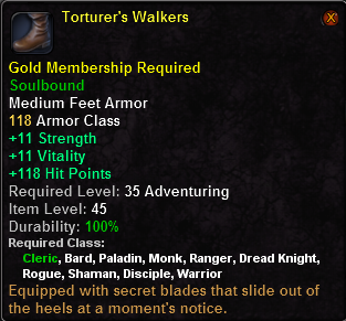 In-game tooltip for Torturer's Walkers