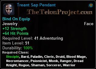 In-game tooltip for Treant Sap Pendant