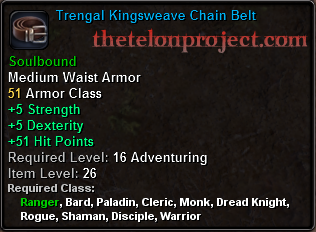In-game tooltip for Trengal Kingsweave Chain Belt