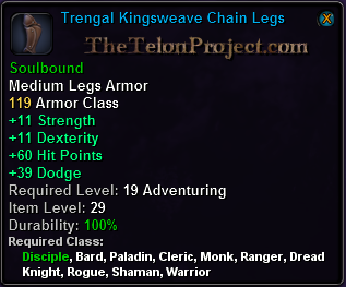 In-game tooltip for Trengal Kingsweave Chain Legs