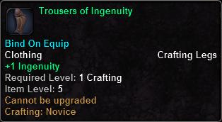 In-game tooltip for Trousers Of Ingenuity