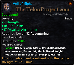 In-game tooltip for Veil Of Might