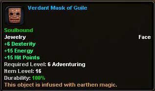 In-game tooltip for Verdant Mask Of Guile