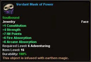 In-game tooltip for Verdant Mask Of Power