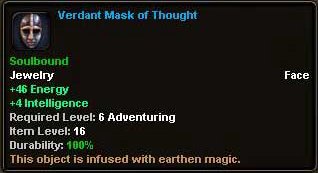 In-game tooltip for Verdant Mask Of Thought