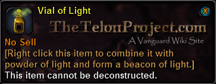In-game tooltip for Vial Of Light