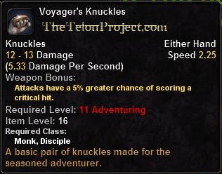In-game tooltip for Voyager's Knuckles