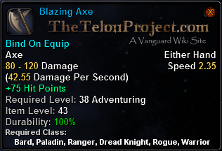 In-game tooltip for Blazing Axe