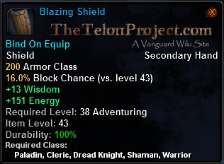In-game tooltip for Blazing Shield