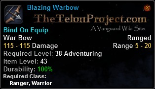 In-game tooltip for Blazing Warbow